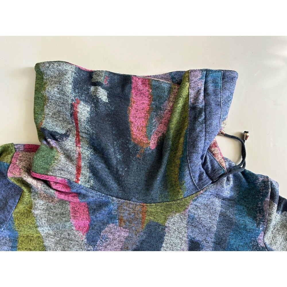 Ali Miles Cowl Funnel Neck Tunic Top Sweater Multicolor Abstract - Size XL - Picture 7 of 11